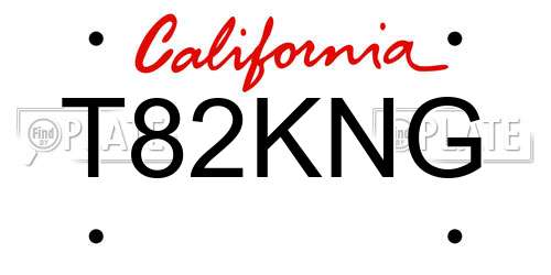 T82KNG California License Plate