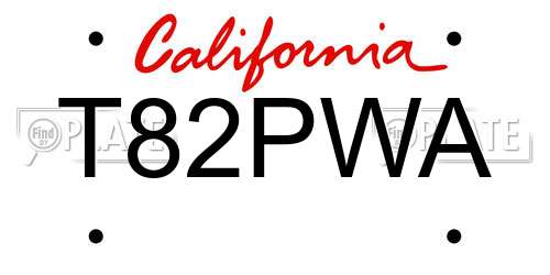 T82PWA California License Plate