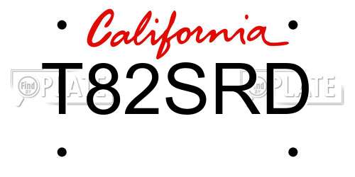 T82SRD California License Plate