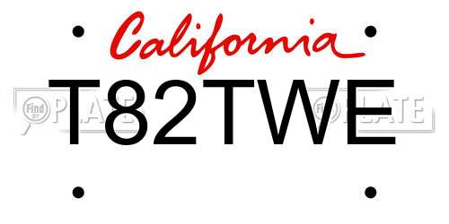 T82TWE California License Plate