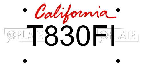 T830FI California License Plate