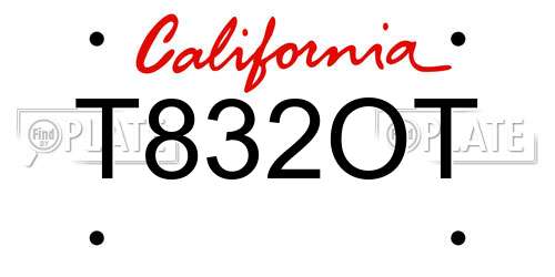 T832OT California License Plate