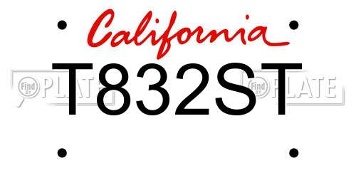 T832ST California License Plate