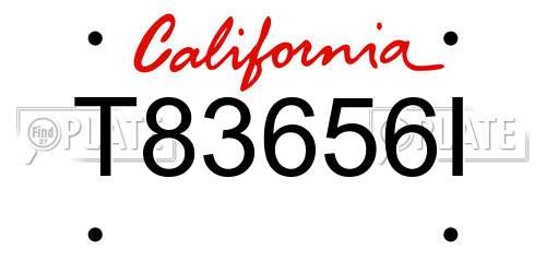 T83656I California License Plate