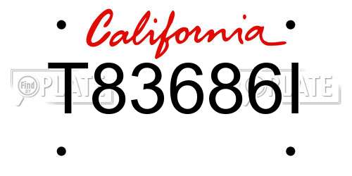 T83686I California License Plate
