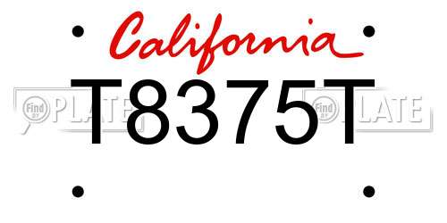T8375T California License Plate