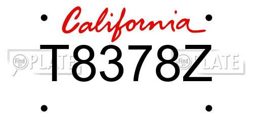 T8378Z California License Plate