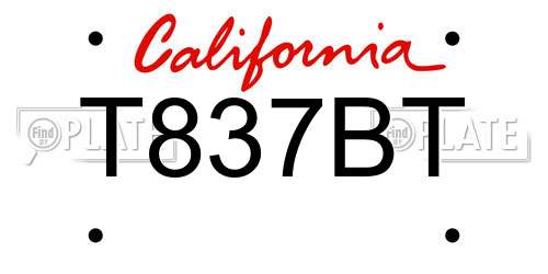 T837BT California License Plate