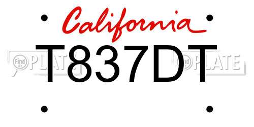 T837DT California License Plate