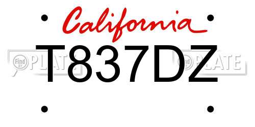 T837DZ California License Plate