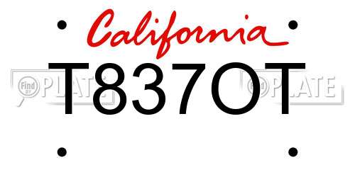 T837OT California License Plate