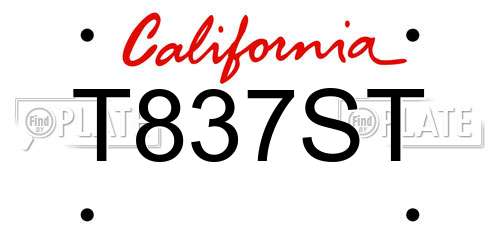 T837ST California License Plate