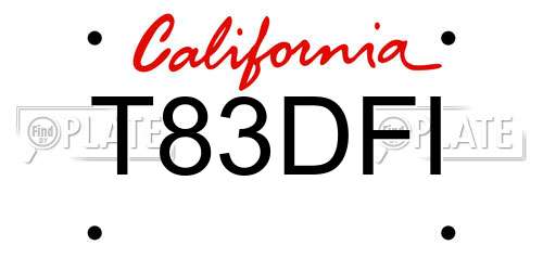 T83DFI California License Plate