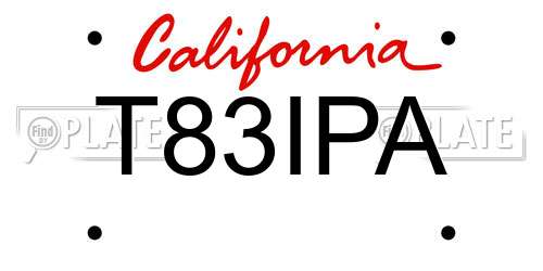 T83IPA California License Plate