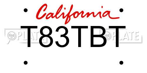 T83TBT California License Plate