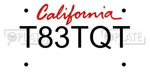 T83TQT California License Plate