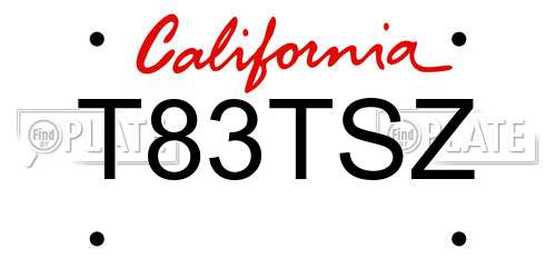 T83TSZ California License Plate