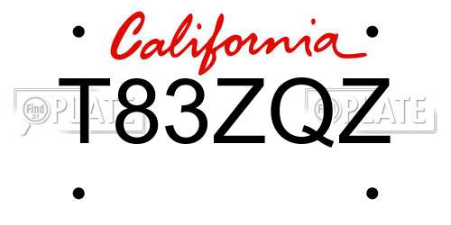 T83ZQZ California License Plate