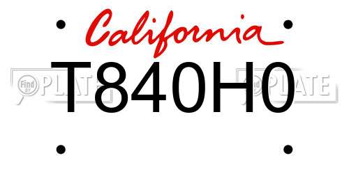 T840H0 California License Plate