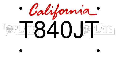 T840JT California License Plate