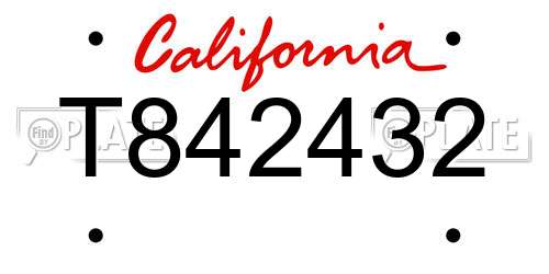 T842432 California License Plate