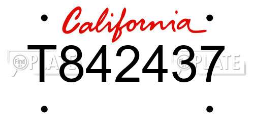 T842437 California License Plate