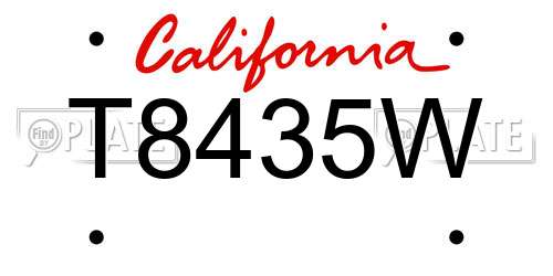 T8435W California License Plate