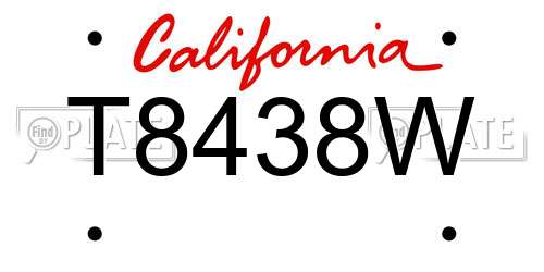 T8438W California License Plate