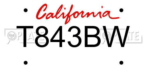 T843BW California License Plate
