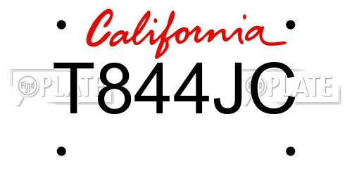 T844JC California License Plate