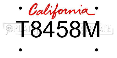 T8458M California License Plate