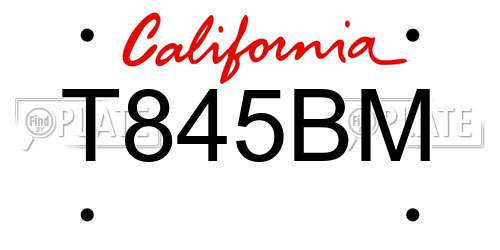T845BM California License Plate