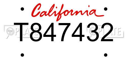 T847432 California License Plate