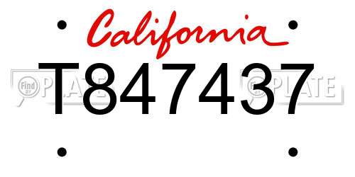 T847437 California License Plate