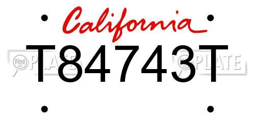 T84743T California License Plate