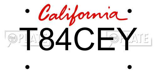 T84CEY California License Plate