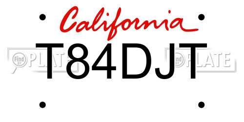 T84DJT California License Plate