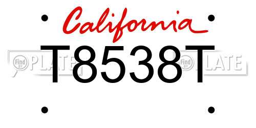 T8538T California License Plate