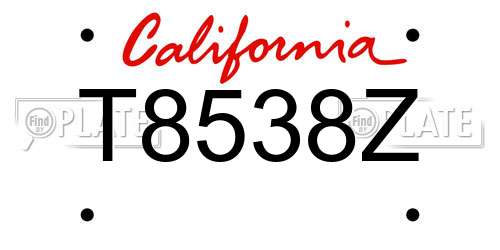 T8538Z California License Plate
