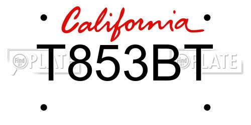 T853BT California License Plate
