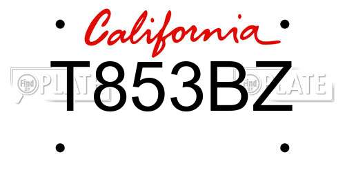 T853BZ California License Plate