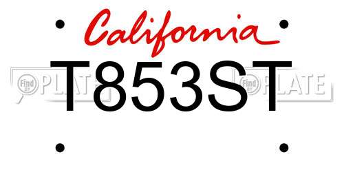 T853ST California License Plate