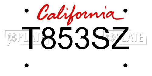T853SZ California License Plate