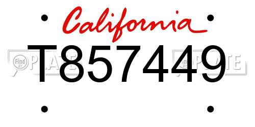 T857449 California License Plate