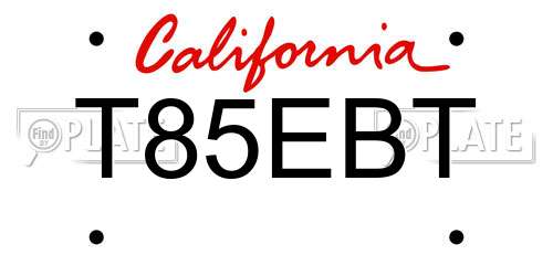 T85EBT California License Plate
