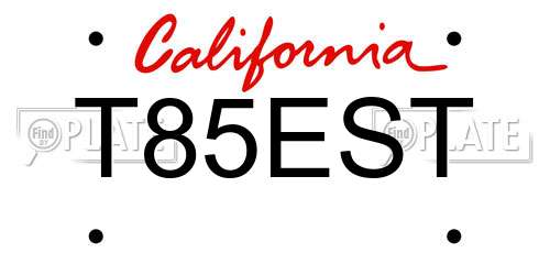 T85EST California License Plate