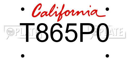 T865P0 California License Plate