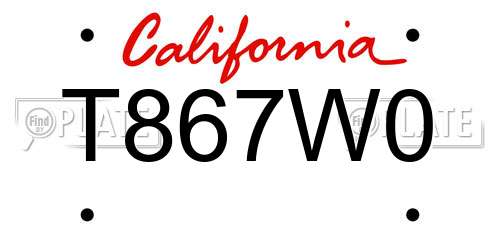 T867W0 California License Plate
