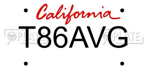 T86AVG California License Plate