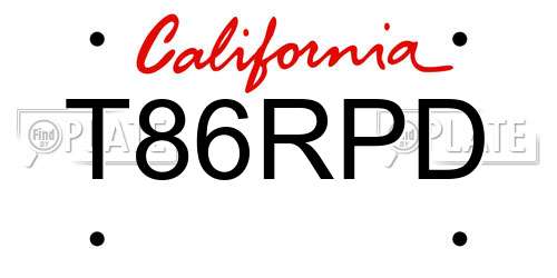 T86RPD California License Plate